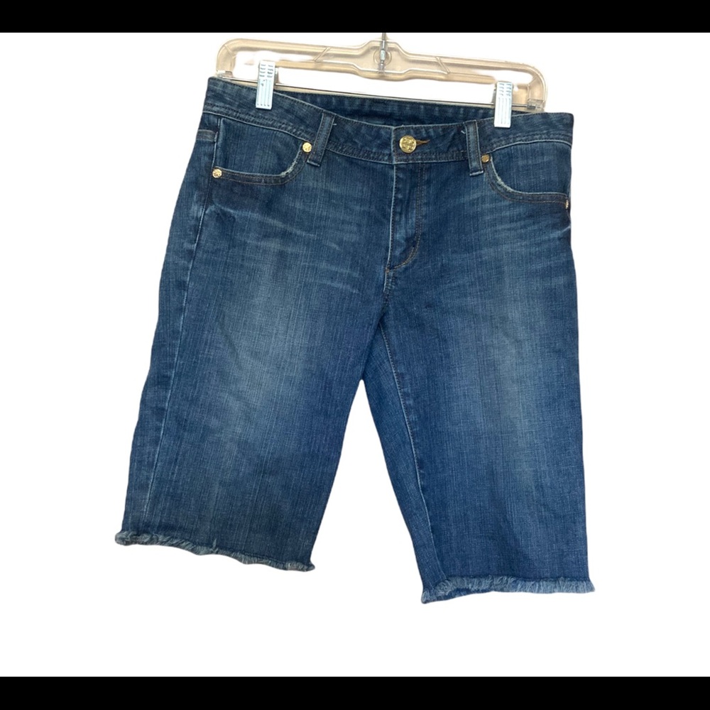 Tory Burch Denim Jean Bermuda Shorts Raw Cut off Hem
 Size 28